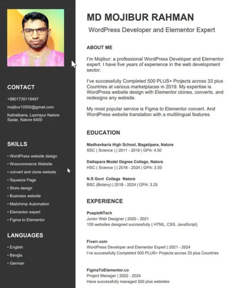 Free CV Generate