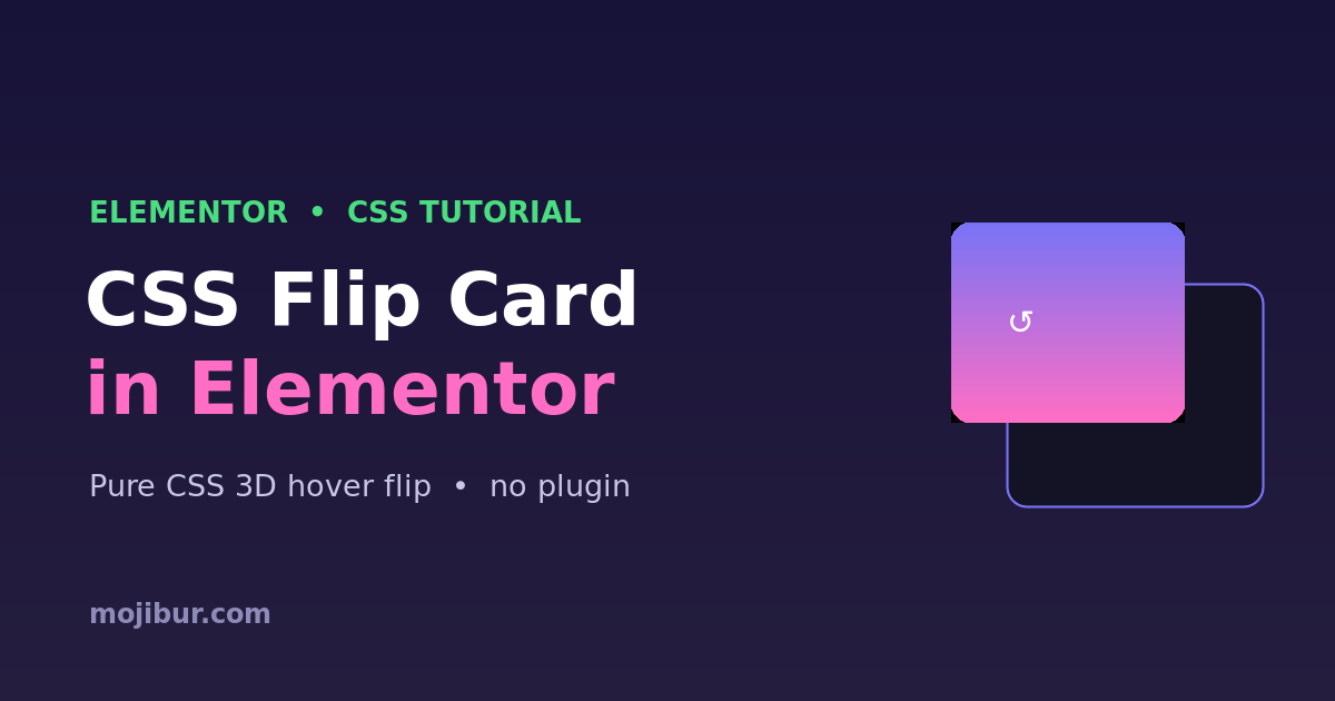 CSS flip card in Elementor with a pure CSS 3D hover flip